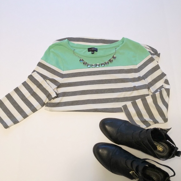 The Limited Tops - Limited color block striped 3/4 length sleeve tee